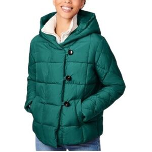 Bernardo Box Quilt Puffer Jacket Coat Emerald Green Size Small Outdoor Cozy Warm
